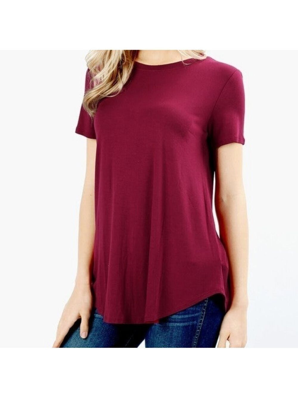 ZENANA Short Sleeve Round Neck Red Color Top Tunic Size Medium NWT
